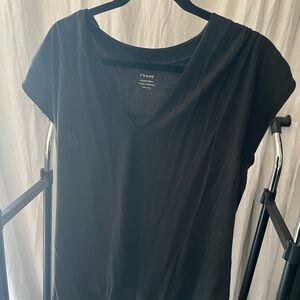 Frame Denim Black Fitted Cap Sleeve Tee